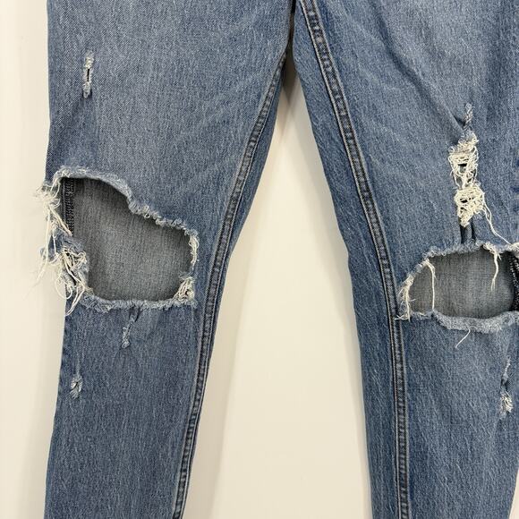 Abercrombie Fitch Skinny High Rise Jeans size 29/8 Destroyed Light Blue Denim - Picture 5 of 13